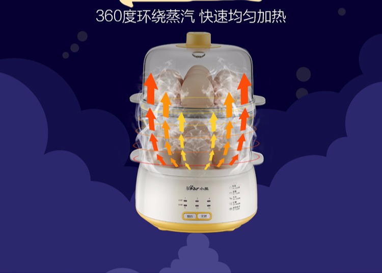 Máy xay trứng gấu ZDQ-C14E1 tự động tắt nguồn gấp đôi máy hấp mini gia đình đa năng giá hấp inox