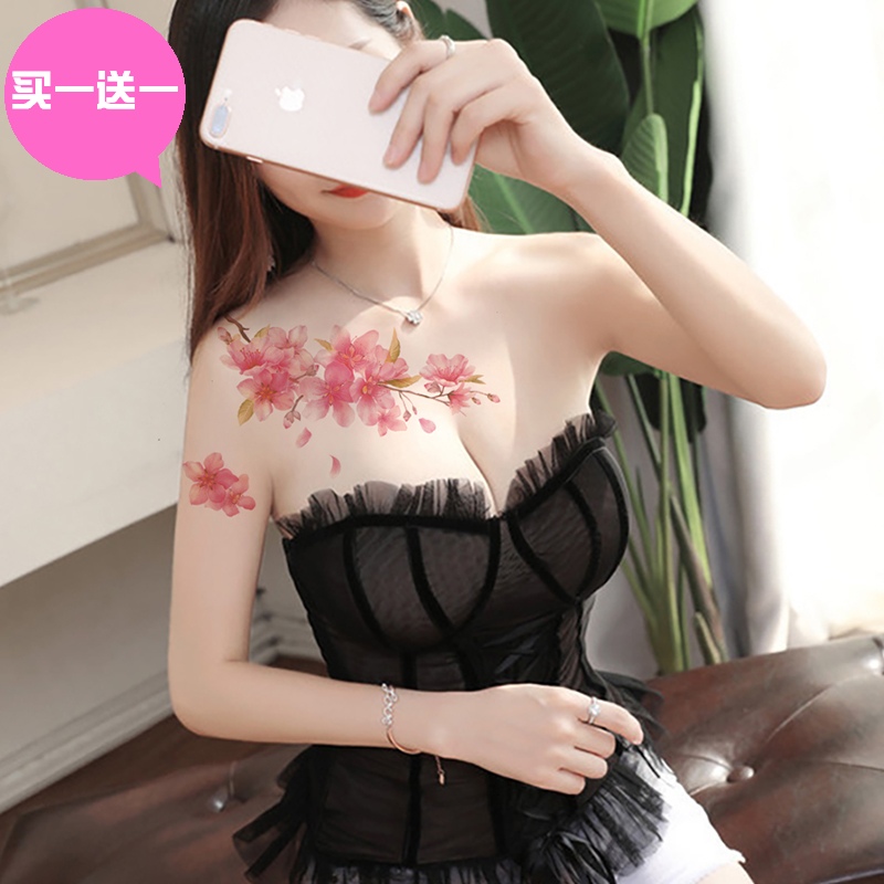 Photo studio photo tattoo stickers waterproof female lasting sexy big picture flower arm peach blossom cherry ins net red cover scar tattoo