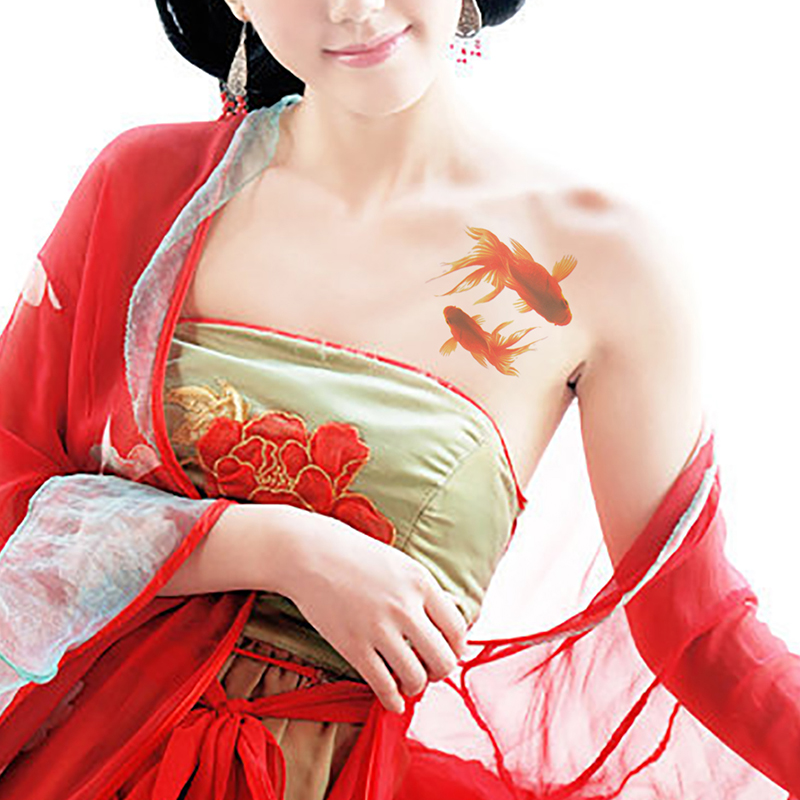 Goldfish tattoo stickers waterproof men and women disposable lasting tattoo paper arms, legs, chest, etc.