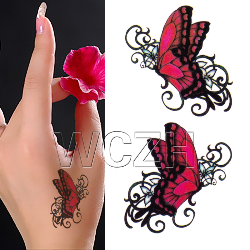 Red Creativity Butterfly Tattoo Sticker Waterproof Female Small Pattern Totem Durable Anti Sweat Personality Tattoo Sticker