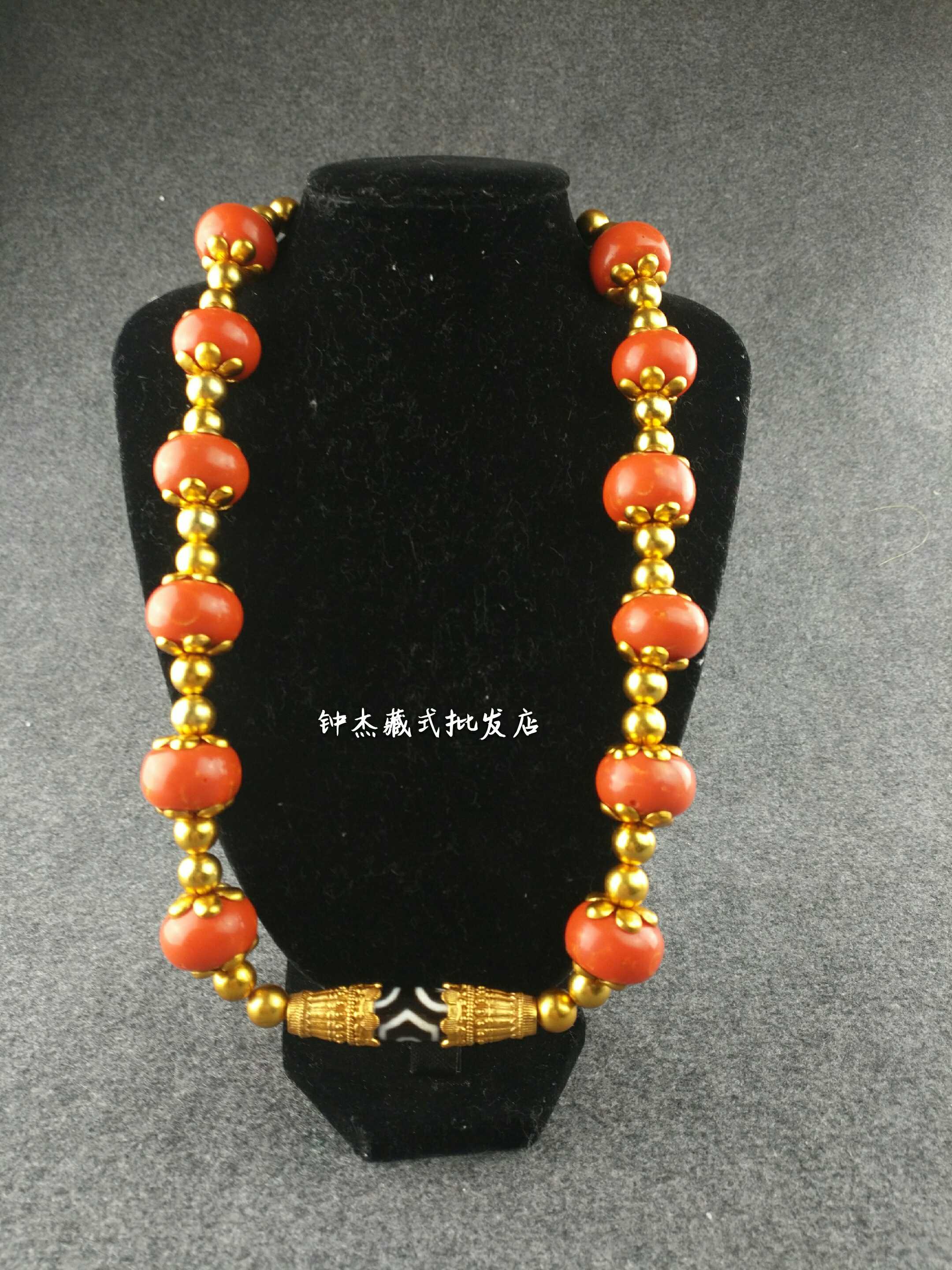 Men and women of the same style Nepalese Tibetan ethnic style new coral gold-plated nine-eye bead necklace pendant sweater chain