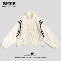 BMOB striped splicing short sun protection jacket men's summer thin outdoor stand-up collar sports jacket trendy couple