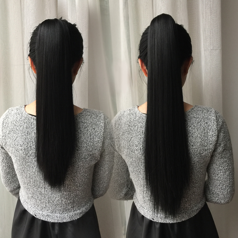 Wig pieces women long hair long straight hair Hanfu fake ponytail straps type short natural realistic simulation braided hair tail