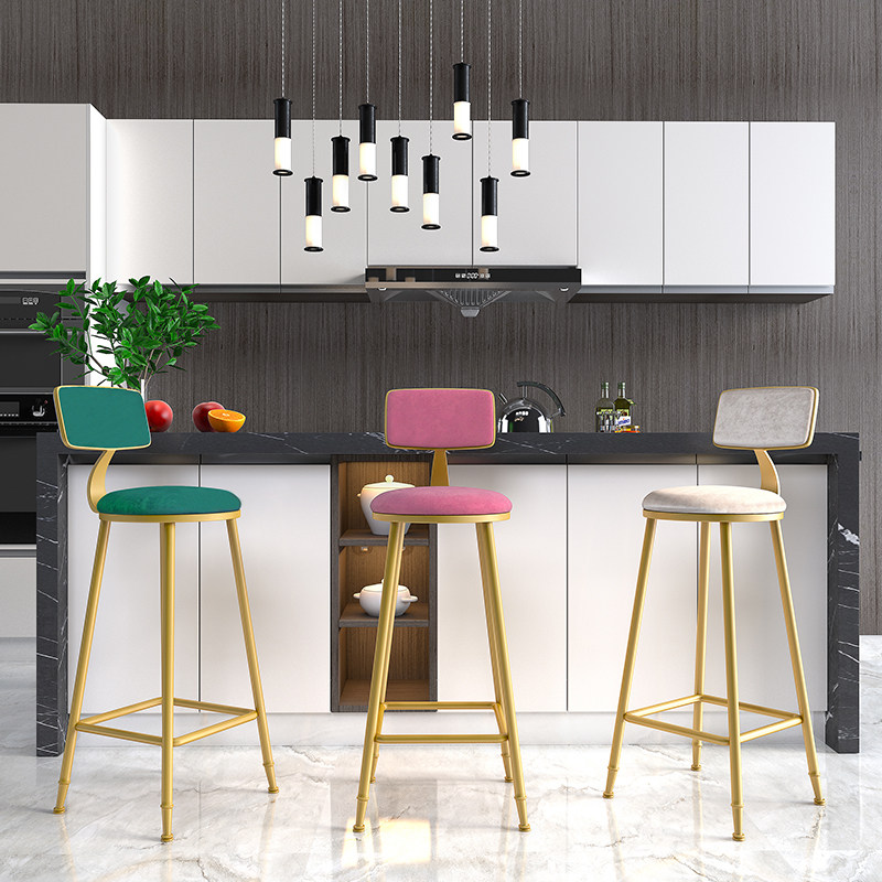 Nordic bar chair home dining room wrought iron bar stool light luxury milk tea shop high chair table and chair bar high stool