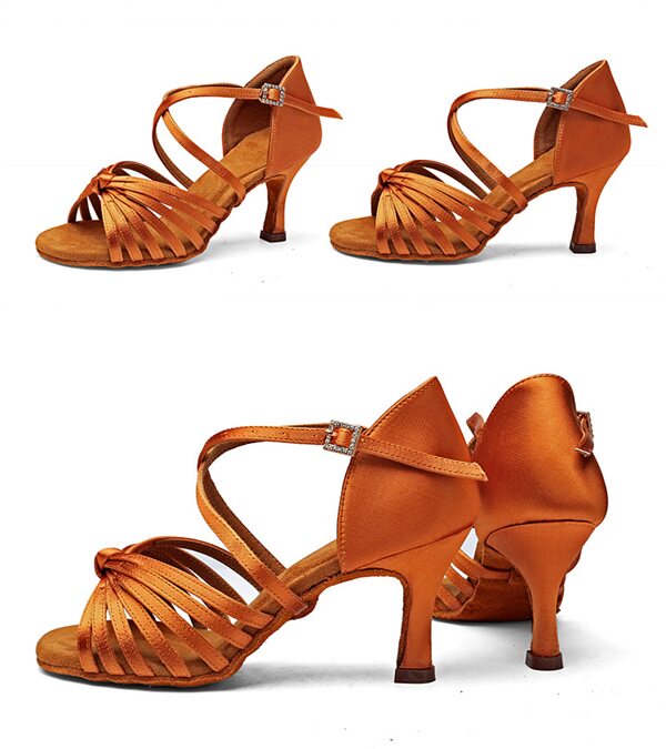 Red Dance Dress New Tool Silky Satin Adult High Heel Sponge Latin Dance Shoes