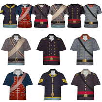 European summer new product American Civil War uniforms sports casual wear historical figures series printed short-sleeved round neck T-shirt