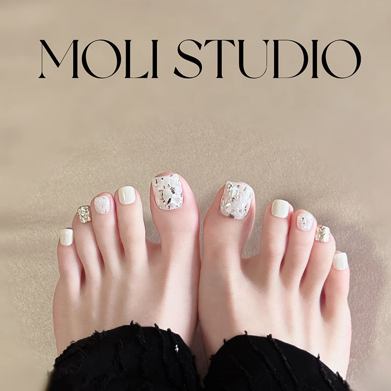 Molinail Palace Dinner 2025 New Wearable Nails Short Style Summer Toenails Finished Manicure Toenails