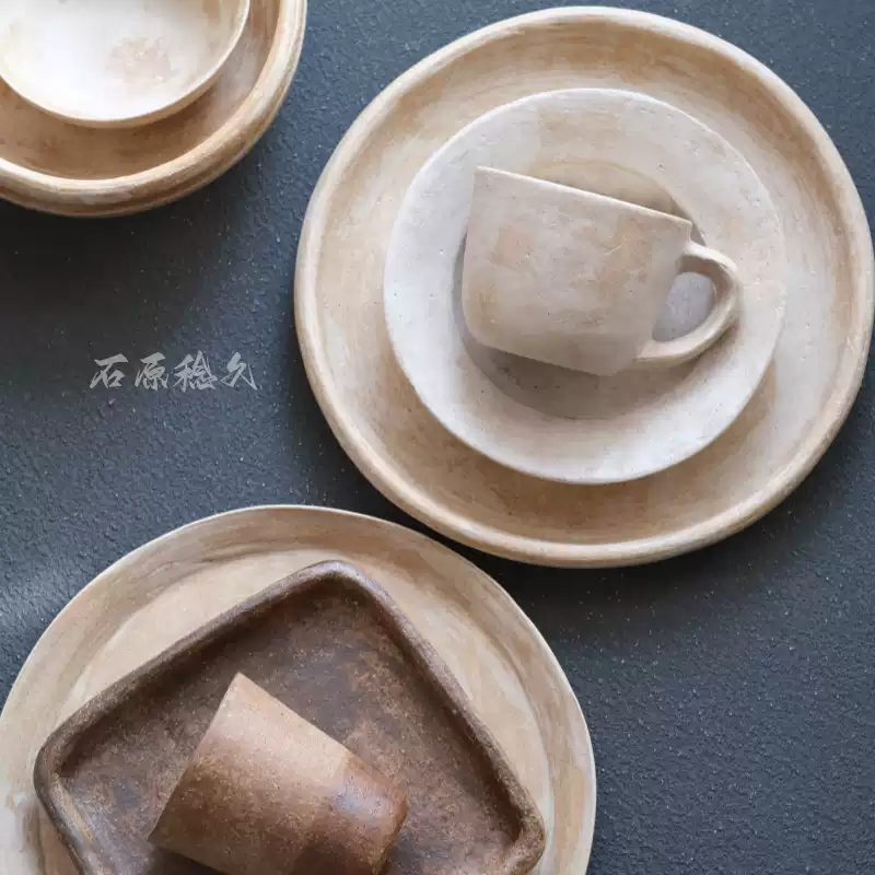 國內現貨日本作家高島大樹手作藍格子六角杯六角碟盤大格杯-淘寶Taobao