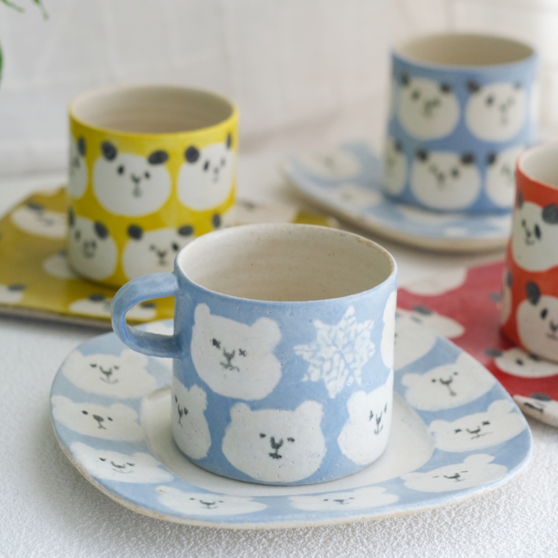 In-Stock Japanese Author Kondo Yutaro Pink Rabbit Oval Plate Mug Cup In-Stock Japanese Author Kondo Yutaro Pink Rabbit Oval Plate Mug Cup