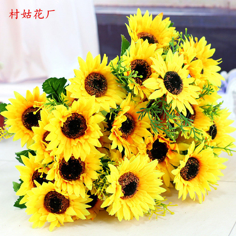 7 heads simulation sunflower bouquet silk flower fake flower plastic flower sunflower dance props hand flower 6 bunches