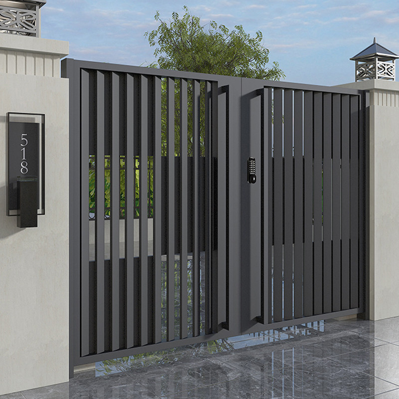 Aluminum alloy villa gate modern courtyard door outdoor wrought iron door double door stainless steel country yard door custom