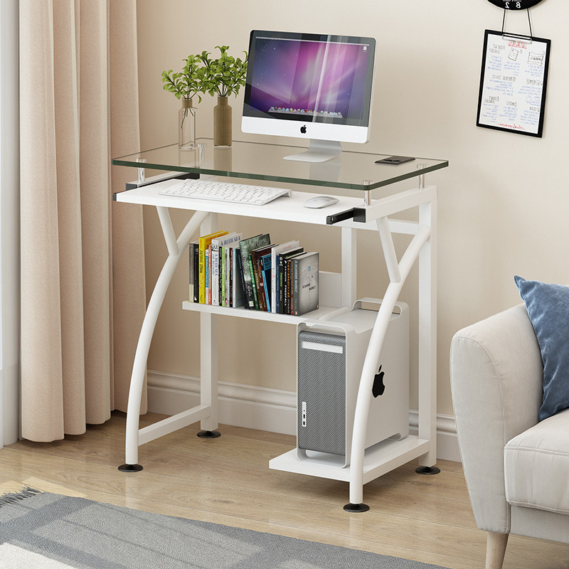 Simple table Home Small glass desk Removable Laptop Computer Desk Bedroom Bedside Desk Sub