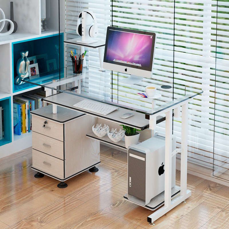 Desk Tempered Glass Desktop Computer Desk Single Multifunction Brief Modern Office Desk Student Simple Study Desk