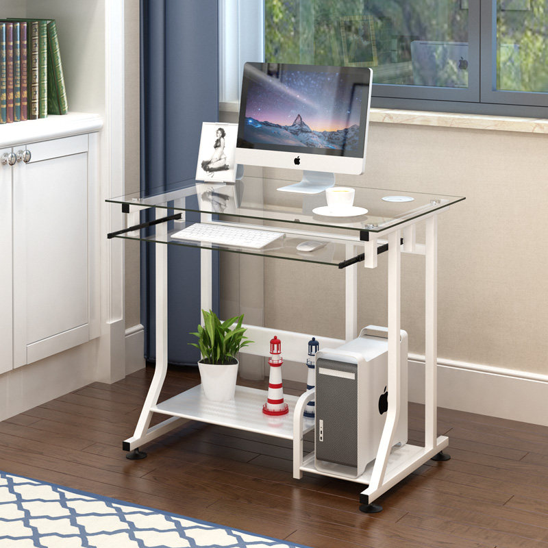 Simple Computer Desk Desktop Modern Minima Home Desk Tempered Glass Student Mini Notebook Small Table