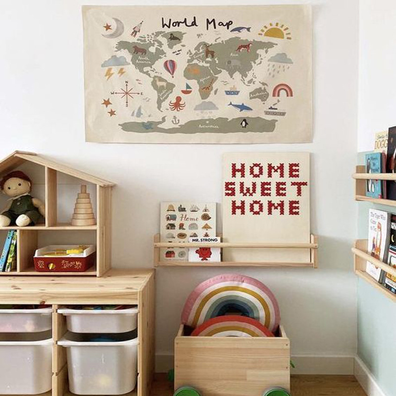 Butt mom in Nordic cognitive map photo background cloth children's room decorative wall cloth hanging canvas hanging cloth