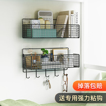 Dormitory artifact wall shelf wall-mounted bedside hanging basket student dormitory upper bunk storage shelf free of punching