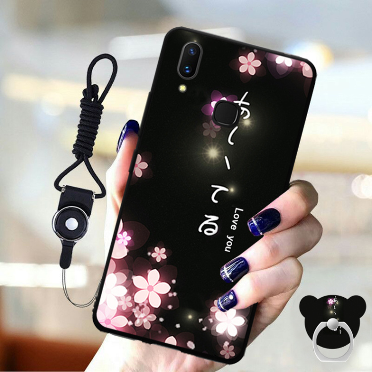 Vivoy85 Mobile Shell vivo y85a Cover V1801A0 Dây buộc voviv9 Nhẫn Viofy trọn gói V18o1Ao i vivoZ1 Nam zl zi Nữ Z1 Phim hoạt hình Nhật Bản và Hàn Quốc - Nhẫn nhẫn bạch kim nam