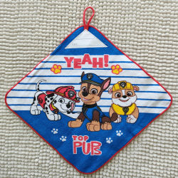Foreign Trade Surplus Hanging Towel, Square Towel, Archie Cotton Hand Towel, Children's Pure Cotton Face Towel, Paw Patrol Handkerchief for Boys and Girls