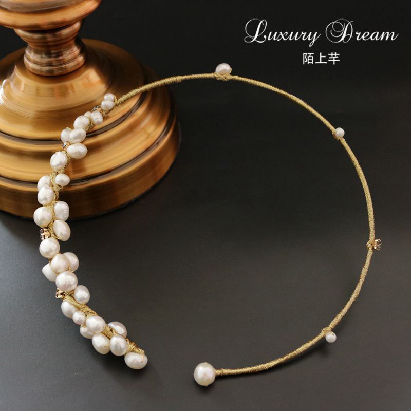 Original necklace Item Circle Freshwater Pearl Korea Necklace Short woman neck with sexy sweater necklace