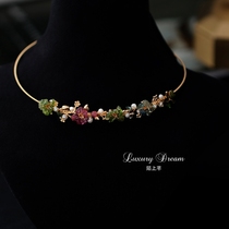 The new decorative necklace female fashion personality tourmaline open collar fashion short neck chain