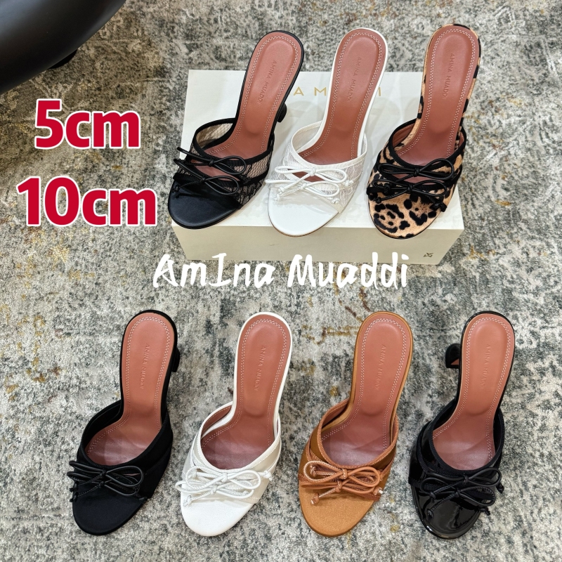 Amina Muaddi Bow Lace Slippers Breathable Slip-On 5cm Leopard Print Open-Toe Ultra-High Heel Sandals Amina Muaddi Bow Lace Slippers Breathable Slip-On 5cm Leopard Print Open-Toe Ultra-High Heel Sandals
