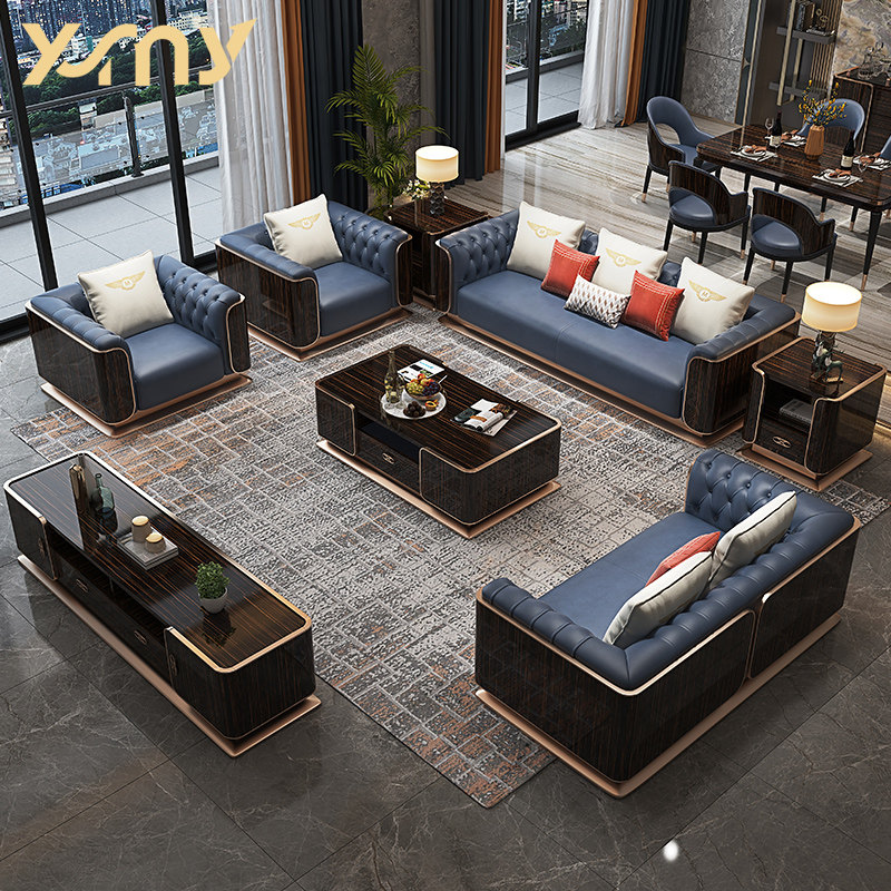 Fancy light lavish Bentley Real Leather Sofa Designer High-end Villa Custom Furniture 123 Extremely Simple Baking Lacquered Sofa