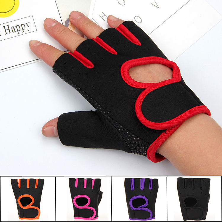 Sports armchair men and women fitness semi-finger glove dumbbells single-lever instruments training riding dew finger anti-slip and breathable equipment