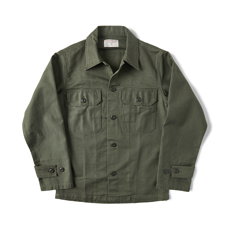 Non Stock Second Generation Og-107 Satin Shirt Men's Spring and Autumn 2Nd Olive Green Pocket Work Shirt