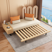 Sofa bed multifunction foldable dual-use small family living room balcony solid wood single double tech cloth telescopic bed