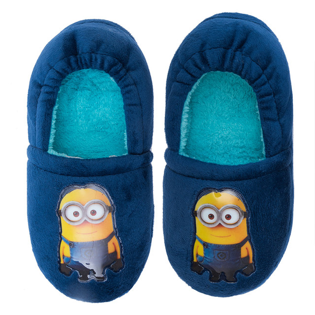 Minion Cartoon Cute Children Boy Kindergarten Home Warming Indoor Anti-Slip Floor Bag Heel Cotton Slippers