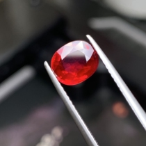 Caiyi jewelry 2 05ct natural unburned Mozambique pigeon blood red ruby ​​bare stone ring pendant color treasure