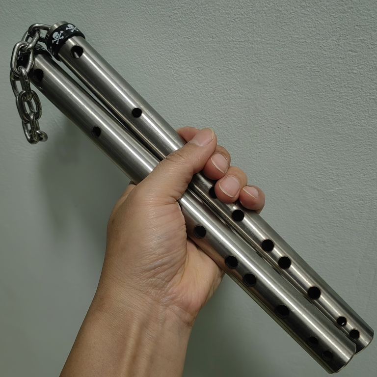 Hand-built 304 seamless stainless steel tube double-cut-stick flute Two knots for adult fitness portable on-board anti-body-Taobao