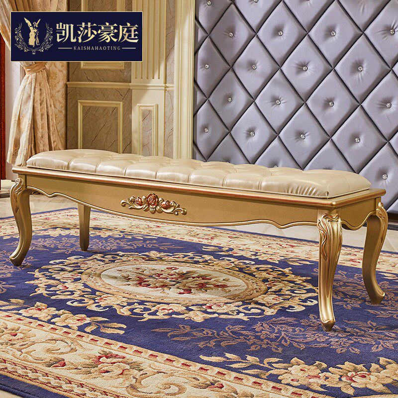 Eurostyle Bed Tailstool Master Bedroom Modern Champagne Gold Exchange Shoes Bed Tailstool Lavish High-end Bedside Bench Villa Innate