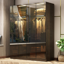 Wardrobe Modern Minima Small Household Type Home Bedroom Simple Cabinet Composition Light Lavish Minimalist Glass Door Storage Closet