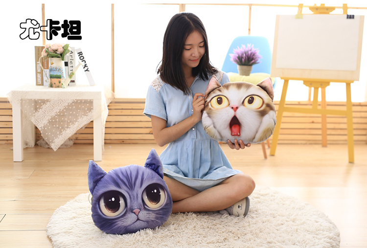 Mèo dễ thương gối đệm gối tựa đầu sofa phim hoạt hình 3d mèo đầu văn phòng eo xe eo gối Chăn tiện ích