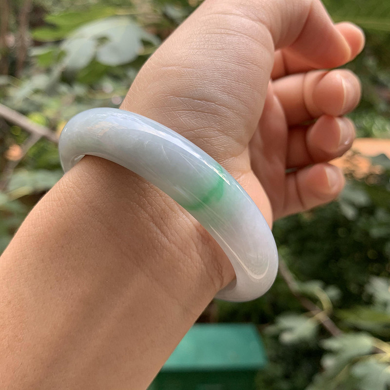 Universal Emerald Live Myanmar natural ice glutinous species flutred flower jade bracelet positive ring fresh women's money A stock