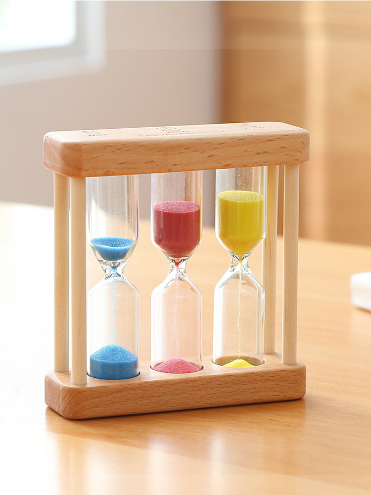 Wooden hourglass timer Children's mini fall 1 3 5 three minutes time creative brushing funnel ornaments small