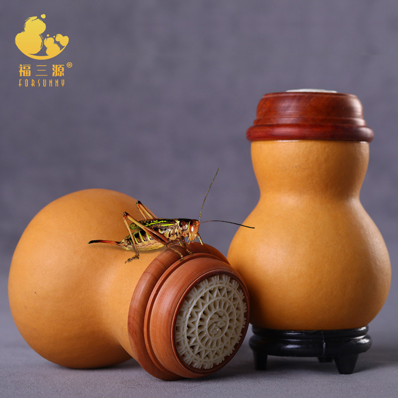 Grasshopper gourd call can cage high-end boutique play ben long cockroach worm jar bamboo worm tied mouth with reed lid cover heart