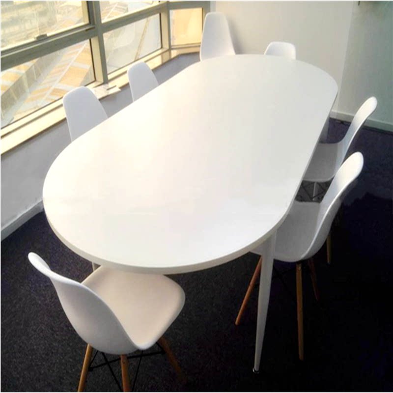 Office Furniture Brief Modern Oval Conference Table Steel Frame Conference Desk Training Desk Business Negotiation Table Reception Desk