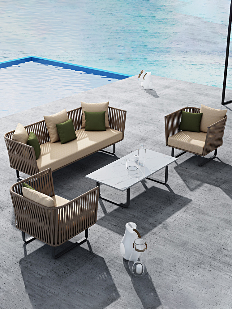 户外沙发防晒防水休闲客厅阳台室外庭院茶几三人藤编家具民宿藤椅