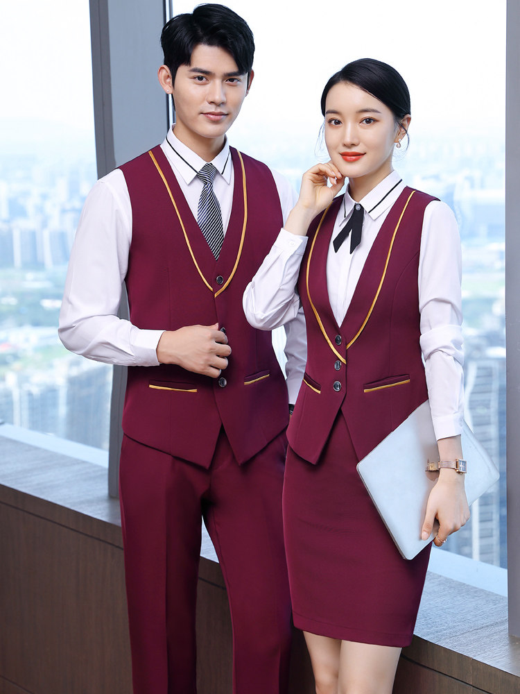 HIGH-END HOTEL FRONT DESK WORK WEAR FOR MEN AND WOMEN THE SAME PROFESSIONAL WEAR BAR COUNTER RESTAURANT CLUB WAITER WORK CLOTHES IN SPRING AND AUTUMN