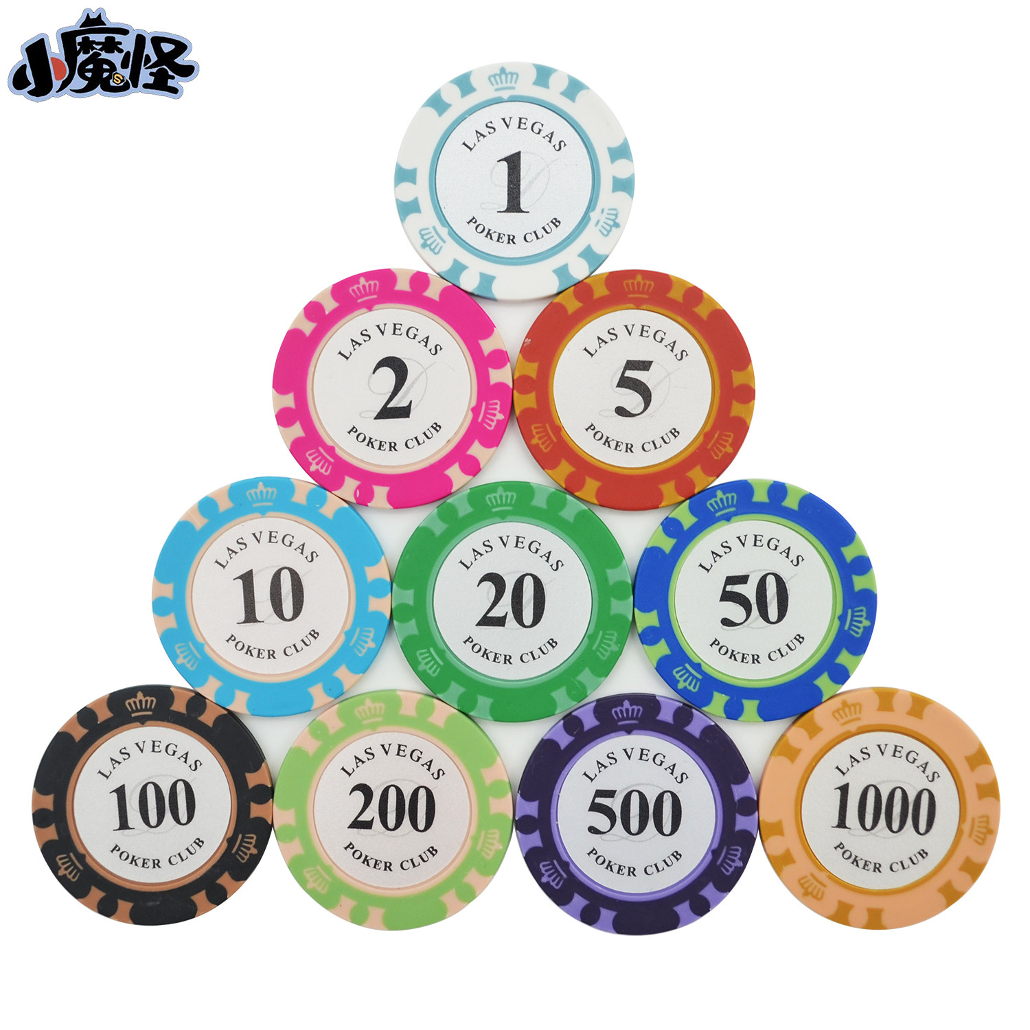 Macau 14 gr Clay Chips Coin Crown Las Vegas Chips, Hundreds Of Latte Texas Poker Chips