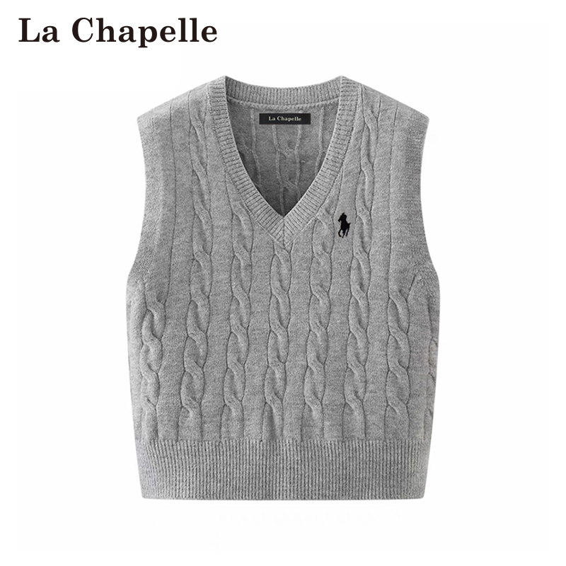La Chapelle V-Neck Gray Sweater Vest for Women, Spring and Autumn Sleeveless Knitted Top, Preppy Style Vest for Autumn and Winter La Chapelle V-Neck Gray Sweater Vest for Women, Spring and Autumn Sleeveless Knitted Top, Preppy Style Vest for Autumn and Winter