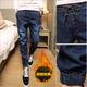 Mùa thu và mùa đông quần jeans nam co giãn và nhung chân xu hướng bó sát chân co chân quần quần