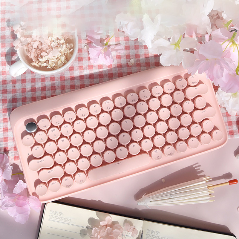 Lofree LoFiji Cherry Blossom Pink Mechanical Keyboard Wireless Bluetooth Ipad Mobile Phone Surface Girl Heart Slip Rat