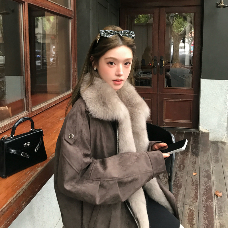 Second-Hand Bach 90 Goose down Workwear Parka Coat for Women, Thick Style with Large Fox Fur Collar, Fur down Jacket, Winter 2025