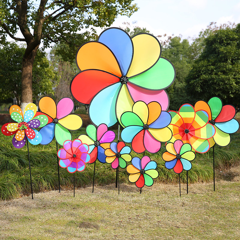 Eight-color windmill rainbow cloth big windmill kindergarten real estate scenic area scenery set event props outdoor decoration small toys