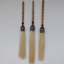 True horsetail whisk Buddha dust fly fling Tai Chi whisk dust dust whisk Locust wood beech wood Pure white horsetail