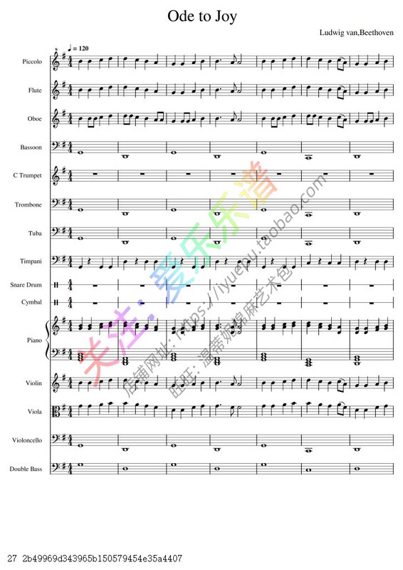 Beethoven Ode to Joy (with Piano) Symphony Orchestra Score + Parts + Demonstration