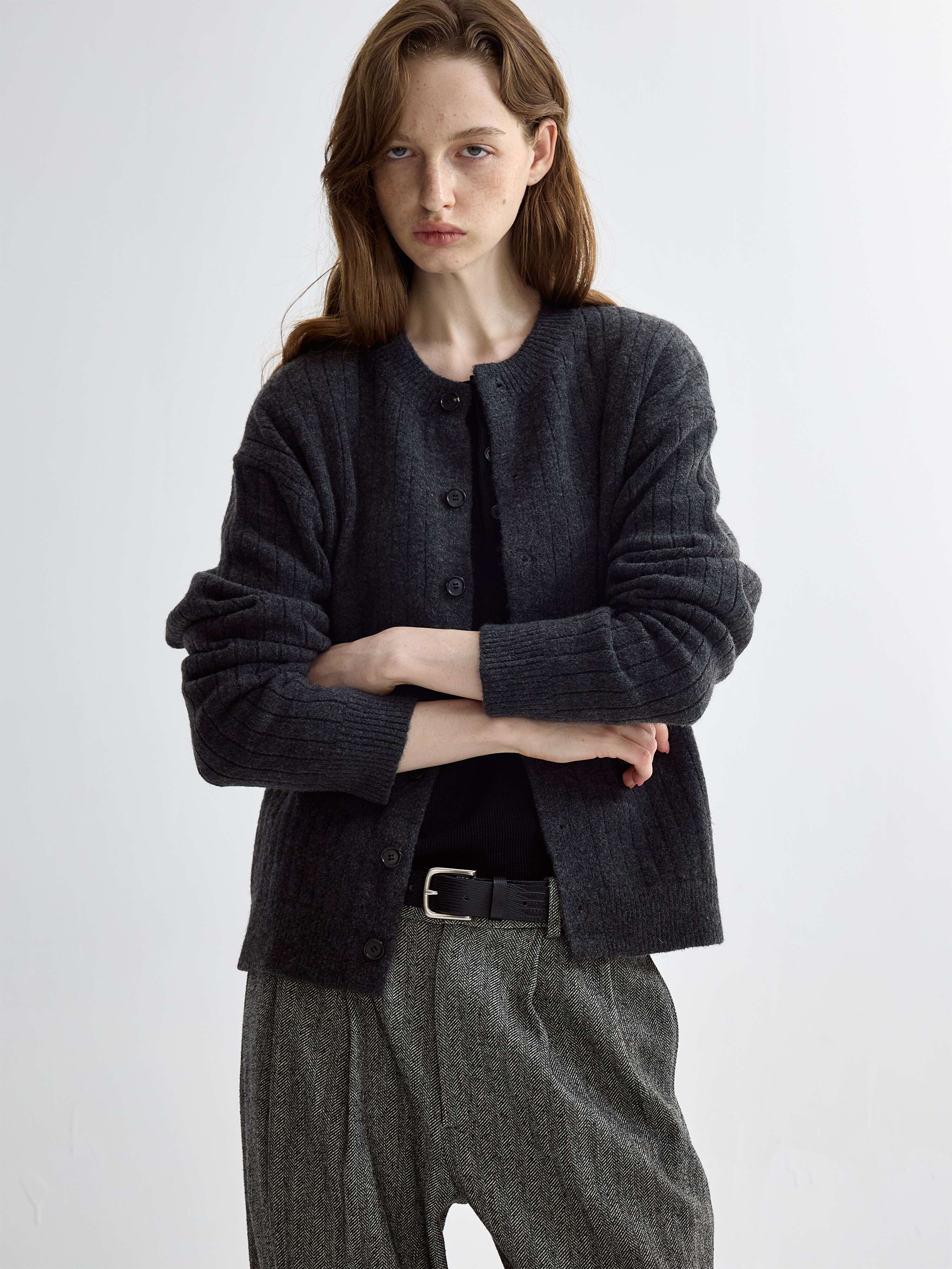 PURESQUARE Wool-Blend Relaxed Cardigan